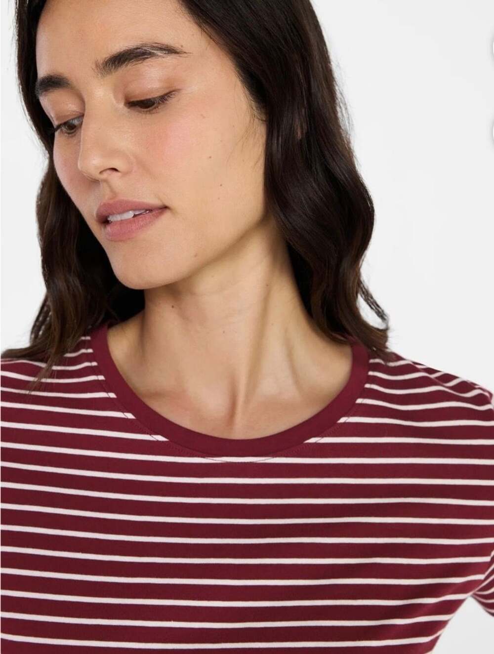 NWT Time and Tru Burgundy & White Striped Crewneck Tee